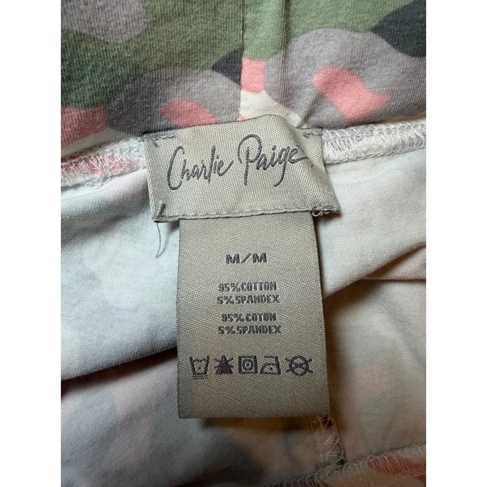 Charlie Paige Pink Green Camo Moto Ribbed Knee Leggings Women Medium